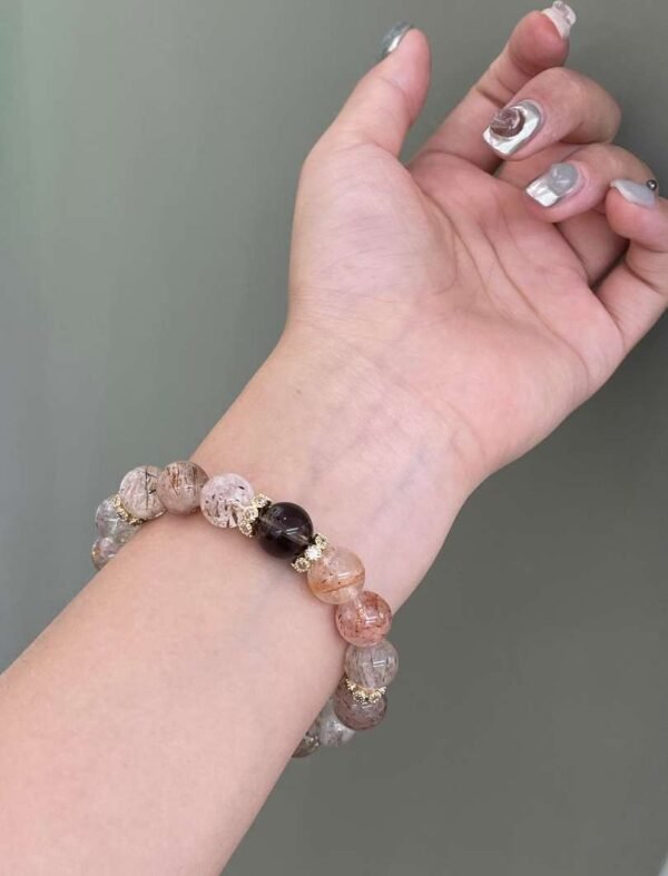 Natural Black Golden Super Seven Crystal Bracelet - Image 3